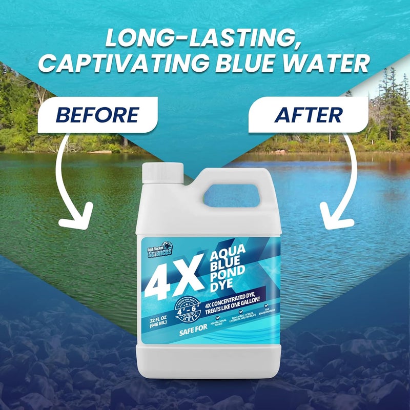 Not Rocket Sciences 32oz Aqua Blue Pond Dye 4X Concentrate, Lake & Pond Dye Blue for Aqua Colored Water, Ideal Lake Colorant, Aquashade Colorant That Protects Against Sunlight - Ideal for Fish and Wildlife - Image 3